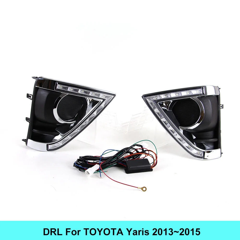 Car DRL Kit for Toyota Yaris 2013 2014 2015 LED Daytime Running Light bar fog lamp bulb Turn Signa daylight car led drl light