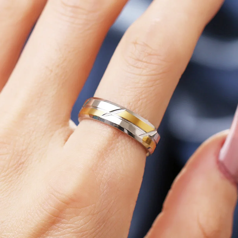 Woiwoi Stainless Steel Rings Simple Couple Wedding Rings women men's jewelry anniversary marriage Best Fashion Gift (3)
