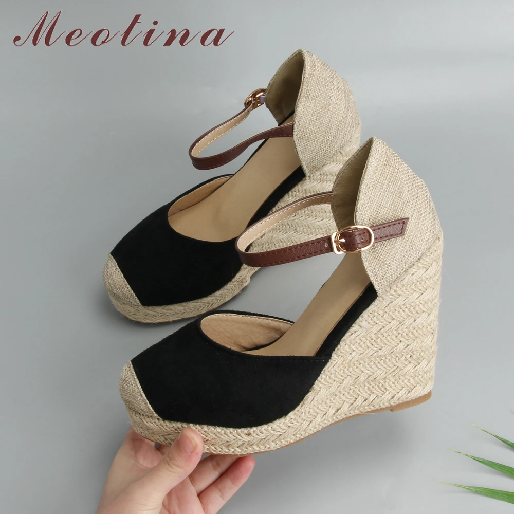 Sandalias bohemias para mujer, zapatos de plataforma con cuñas y correa en el tobillo, alpargata, color rojo, talla grande 34 43|Sandalias de mujer| - AliExpress