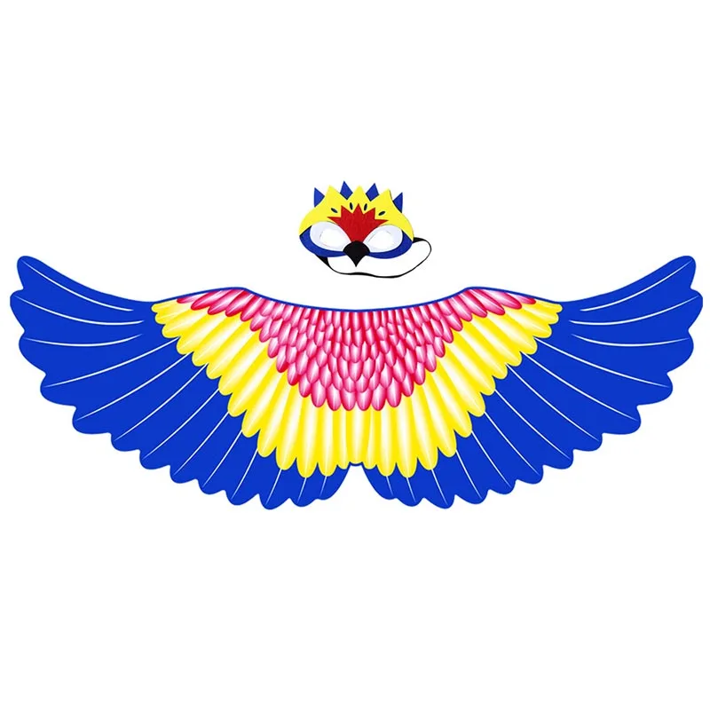 Детская цветная накидка из полиэстера для девочек, накидка в виде попугая, совы, накидка, накидка, украшение в виде крыла, мантия, Детские пончо - Цвет: macaw 1
