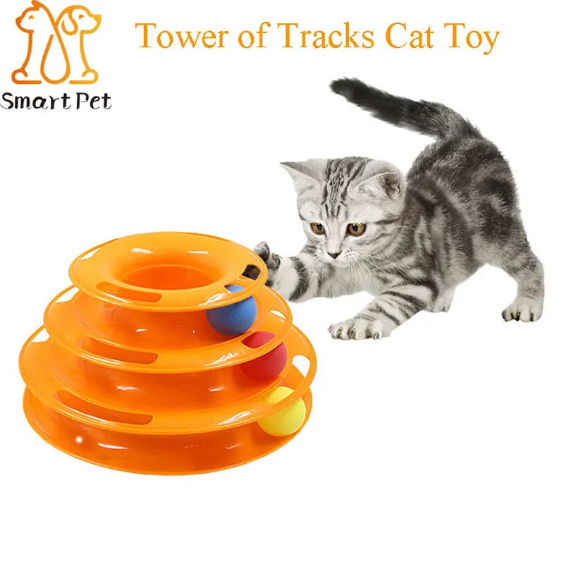 

SMARTPET Cat Towers of Tracks Toy Cat Training Toy Three Levels Tower Tracks Disc Cat Fuzzle Toys