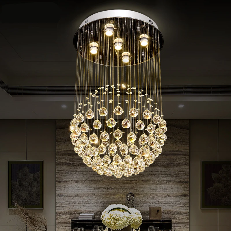 

K9 Crystal LED Chandelier Lights Fixture luxury Ball Shape Ceiling Suspension Hanglamp Living Room Light GU10 Lustre Lamp DHL