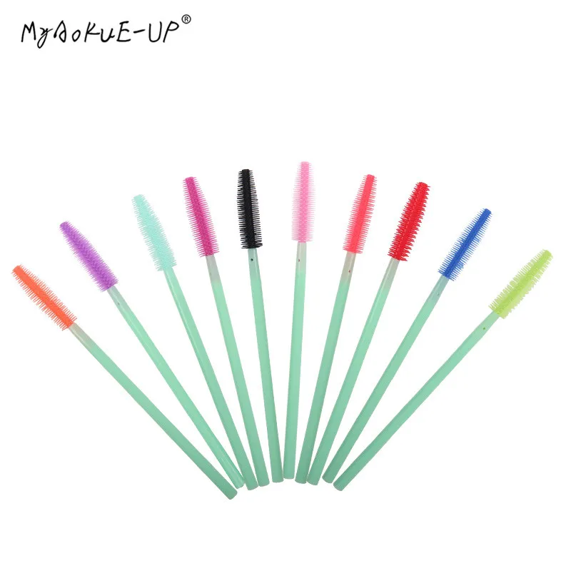 

200pcs Disposable Silicone Mint Green Mascara Wands Applicator One-off Eyelash Extension Makeup Tools Lashes Brushes