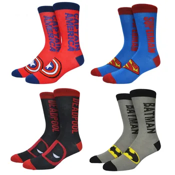 

Deadpool Punisher Batman Superman Socks American Captain Cotton Fashion Casual Men Socks Summer Skateboard Sox