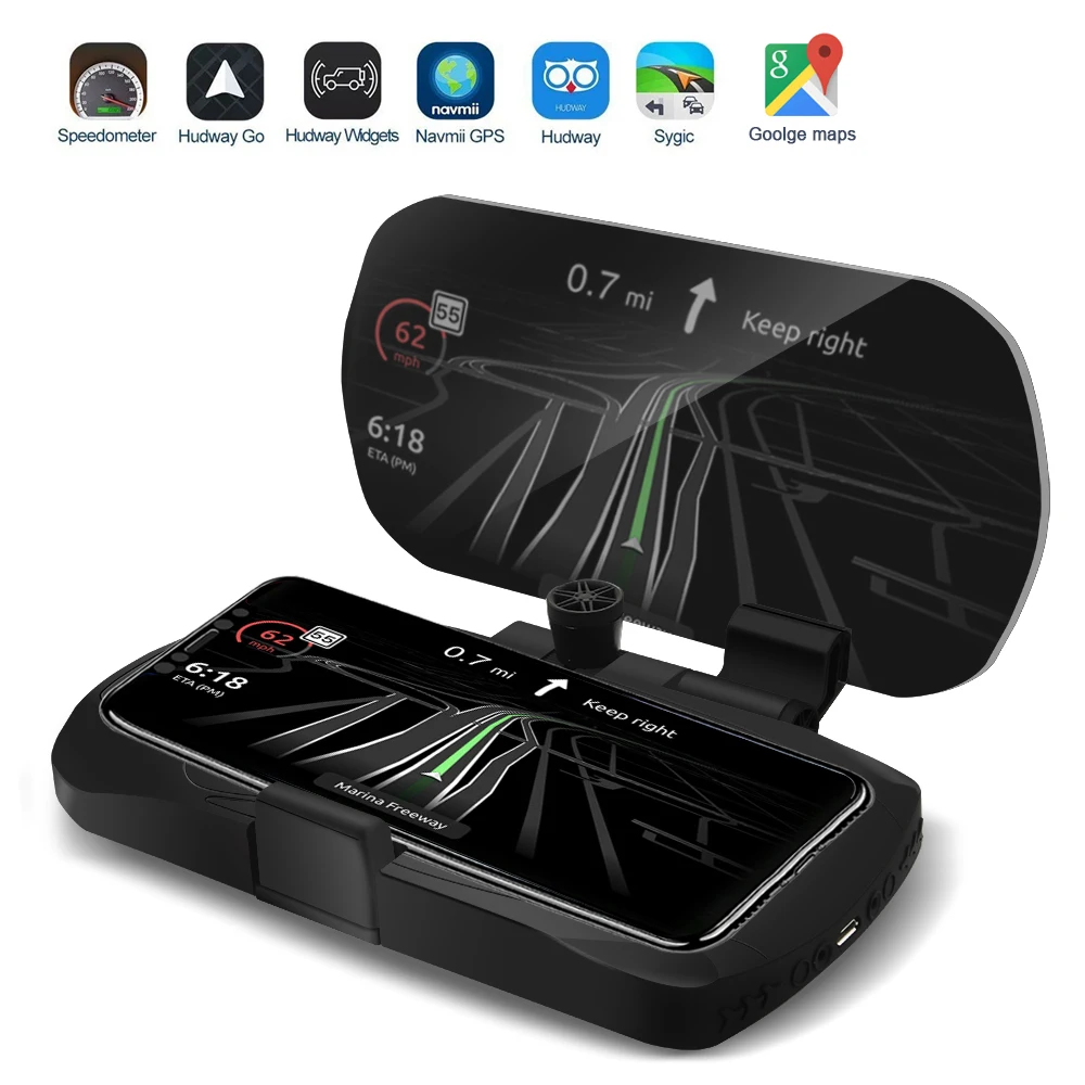

Hot Car HUD Wireless Charger HUD Head Up Display Holder Mobile Phone GPS Navigation Car Speed Projector Car Charging Stand