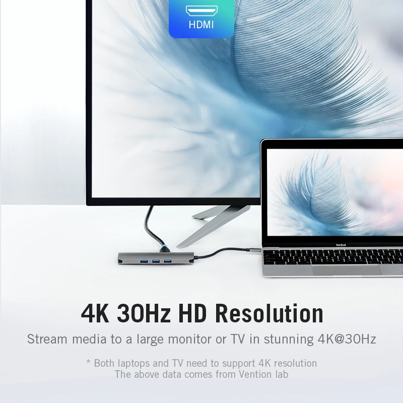 Vention USB-C концентратора Тип C концентратор USB 3,0 Thunderbolt 3 HDMI 3,5 мм аудио RJ45 адаптер для MacBook Pro samsung Galaxy S9 USB C концентратора