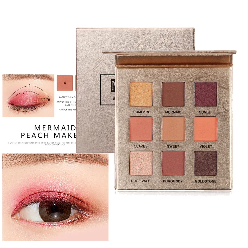 

Makeup Eyeshadow Palette 9 Colors Pearlescent Matte Shimmer and Shiny Eye Shadow Powder Long Lasting Beauty Cosmetic Powder Novo
