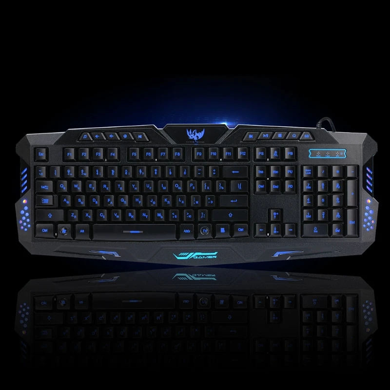 

BGEKTOTH Russian Version 3 Color Backlight LED USB Powered Wired Gaming Keyboard For Gamer 2019 New