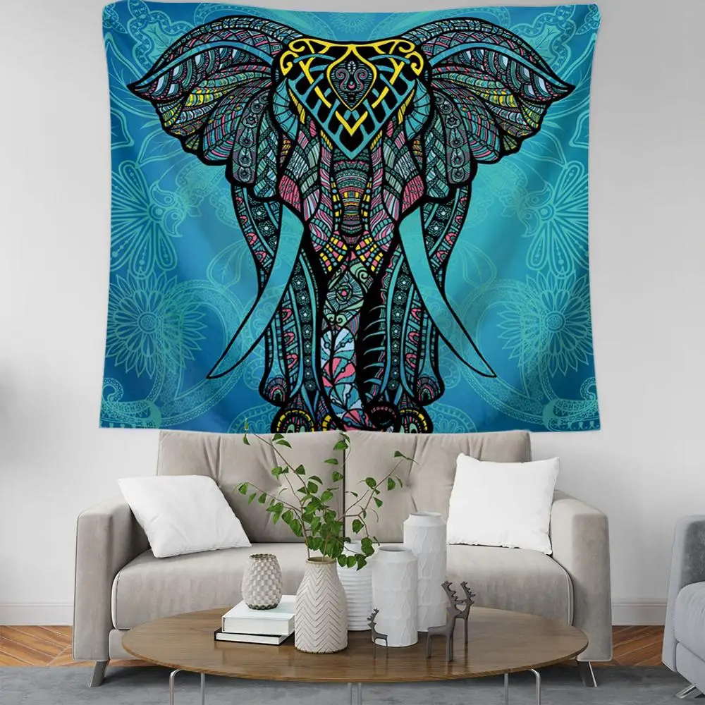 

PLstar Cosmos Watercolor Elephants Tapestry 3D Printing Tapestrying Rectangular Home Decor Wall Hanging New style-2