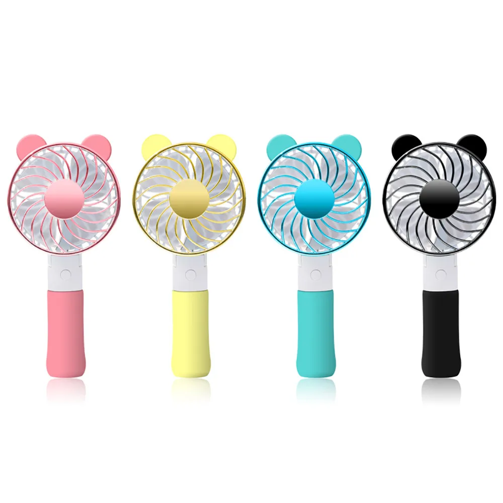 

3-5 hours Handheld USB Bear Ear Fan Personal Cooling Rechargeable Portable Battery Mini Desktop Cute Flexible Led Clock 19MAR7