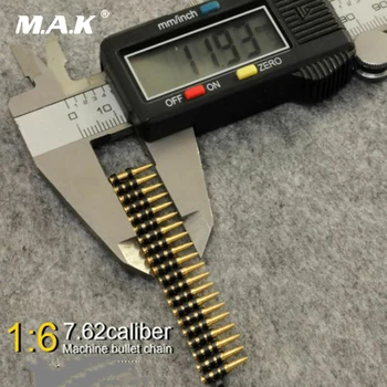 

1/6 Scale Figure Gun Model Accessory 50pc 7.62 Caliber Bullet Chain Ammunition Belt Model Toys for MG3 Machine Gun