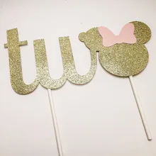 Розовый и Золотой Минни два торта Топпер/золотой и розовый Минни украшение для именинного торта на заказ номера