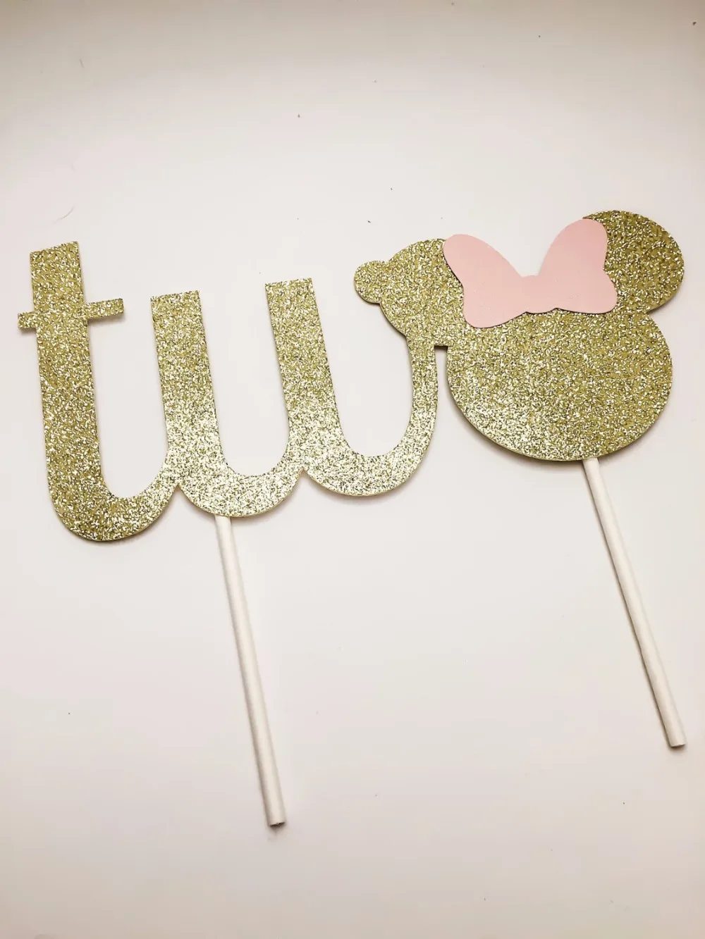 

Pink and Gold Minnie Two Cake Topper // Gold and Pink Minnie Birthday Cake Topper Custom numbers