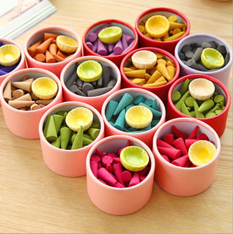 40PcsSetMixFragranceConeIncenseWithBurnerStowageColorful