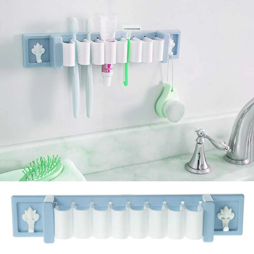 Multifunctional Plastic Bathroom Toothbrush Rack Shelf Kitchen Wall