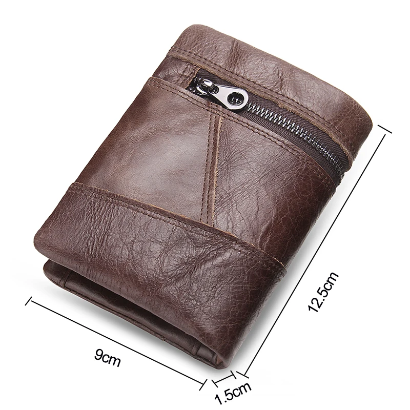 Beste CONTACT S Koeienhuid mannen Portefeuilles Ritsvak Lederen Korte Portemonnee Voor Man Creditcardhouder Mannelijke Broekzak portomonee