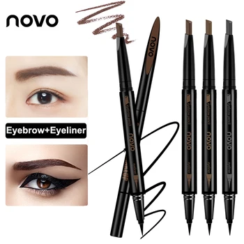 

NOVO 3 Colors Double Head Eyebrow Pencil Eye Makeup With Black Eyeliner Waterproof Long-Lasting Smtooh Beauty Color Pen Cosmetic
