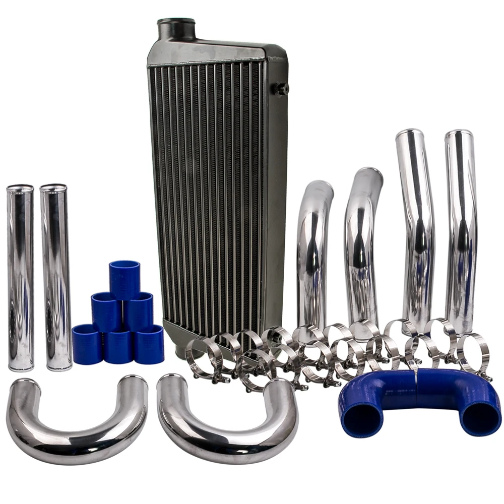 

600x300x76 Intercooler Polished 3" 76 Outlet + 2.5" 64mm Inter cooler Pipe Kits