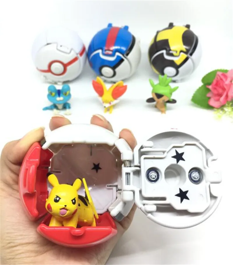 

1pcs New Style Cartoon Kawaii Pokemoned Deformation Poke Ball with doll Pokeball Great Ball Ultra Metaballs Reversible Ball P10