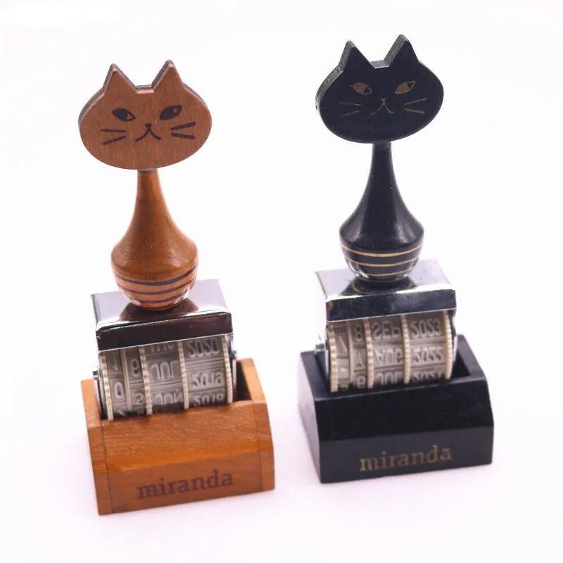 1pcs-Miranda-Cat-Retro-Style-Date-Digital-Seal-Diy-Roller-Knob-Seal-Diary-Cane-Seal-2