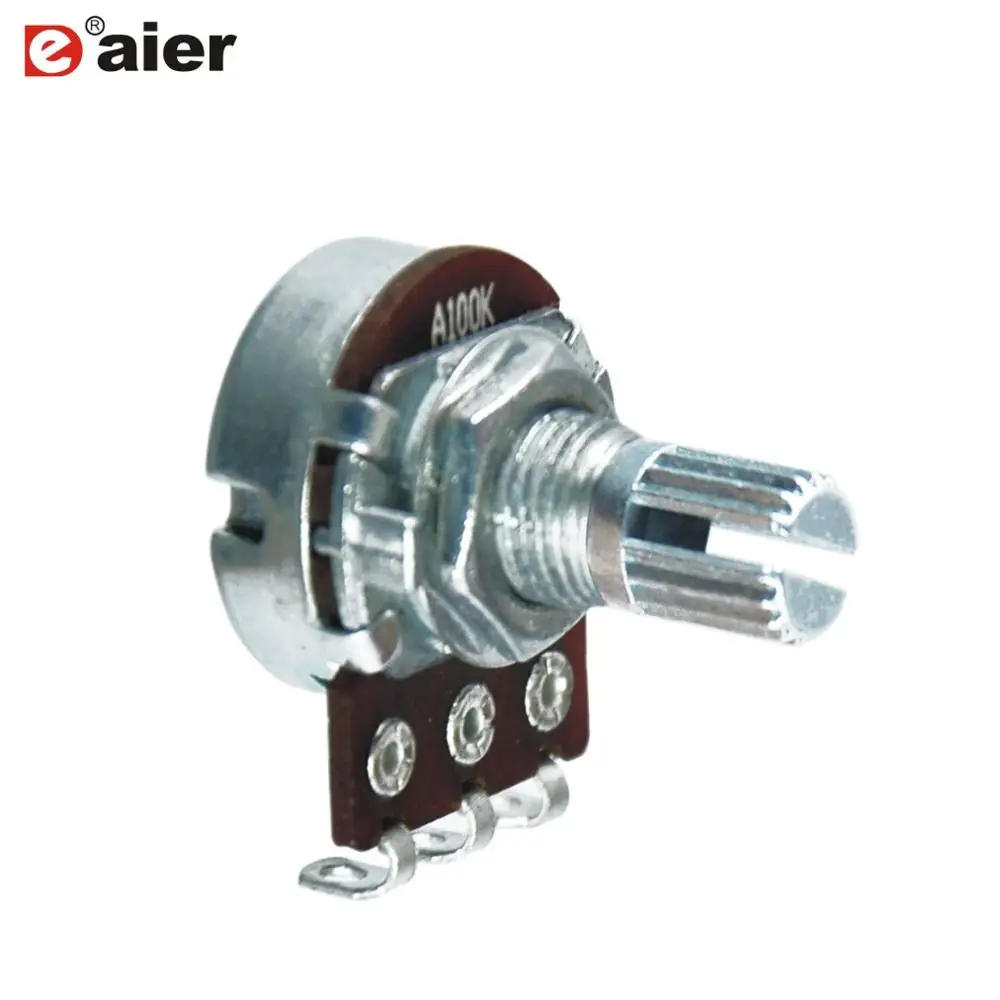 

2PCS WH148 Type Single Rotary Potentiometer 15MM Teeth Knurl Shaft 3 Pin Linear Taper With Solder Terminal 16K4 1K 50K 200K 500K