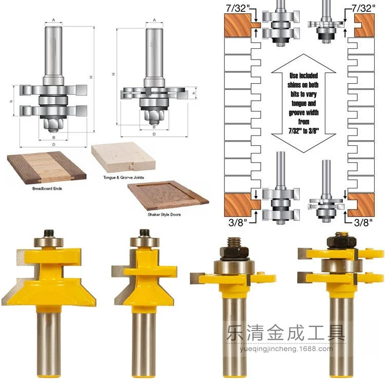 4 бит Язык и паз и v-вырез маршрутизатор Набор бит-1/2 "хвостовик линия нож деревообрабатывающий режущий шип фрезы по дереву инструменты
