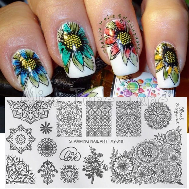 new flower nail art printing stamping template stamp plates image