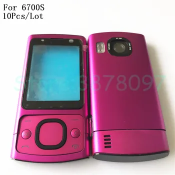 

10Pcs/Lot Original Full Housing Case Battery Cover Front+Middle Frame Keypad For Nokia 6700S Repair Parts + Logo