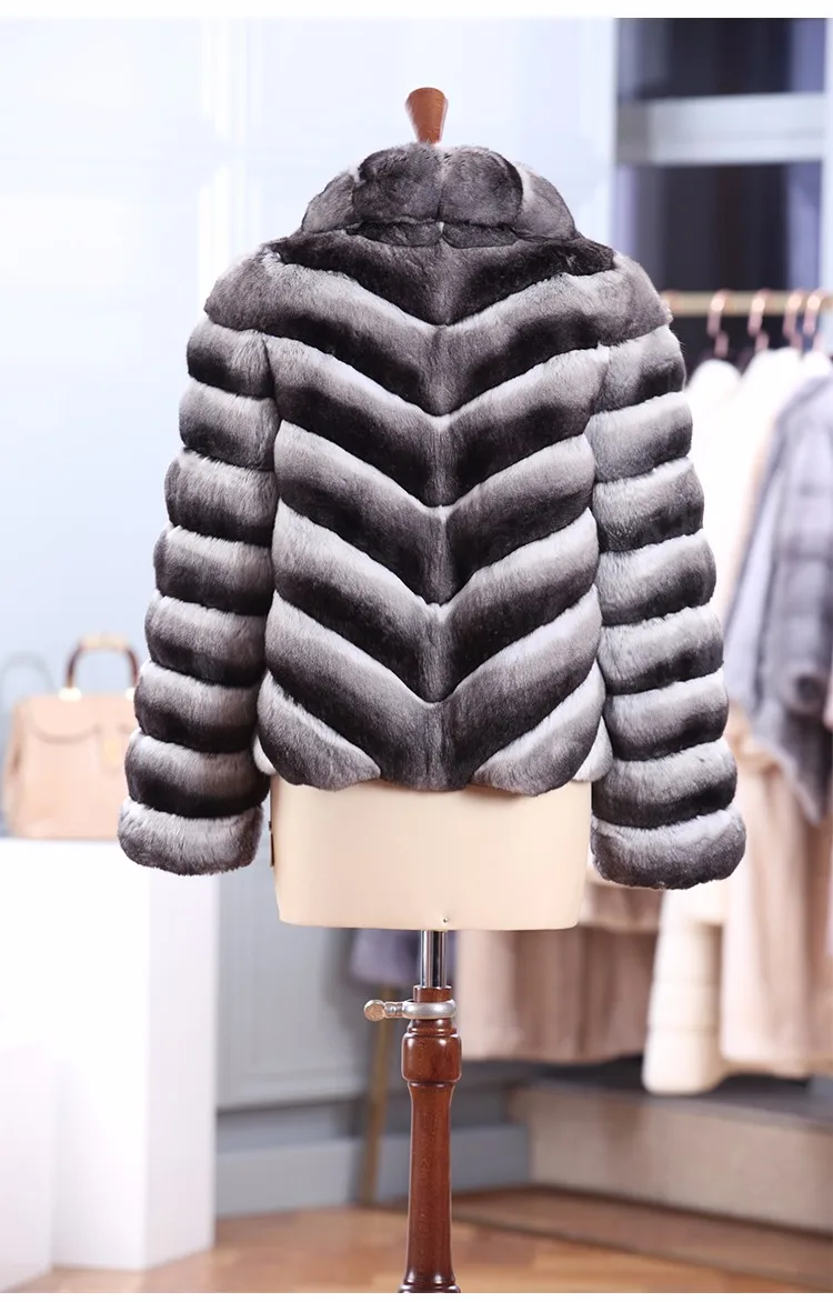 Пальто из натурального меха для женщин, зимнее пальто из натурального шиншиллы, Роскошная Шиншилла, верхняя часть,, новинка, Феникс, 1109 м