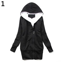 Women Thick Casual Winter Long Hoodie Coat Jacket Zip Sweatshirt Top Outwear Femmes camisa chemise camicia