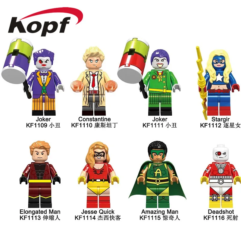 

Building Blocks Super Heroes Bricks Joker Constantine Stargirl Amazing Man Jesse Quick Deadshot Figures For Children Toys KF6081