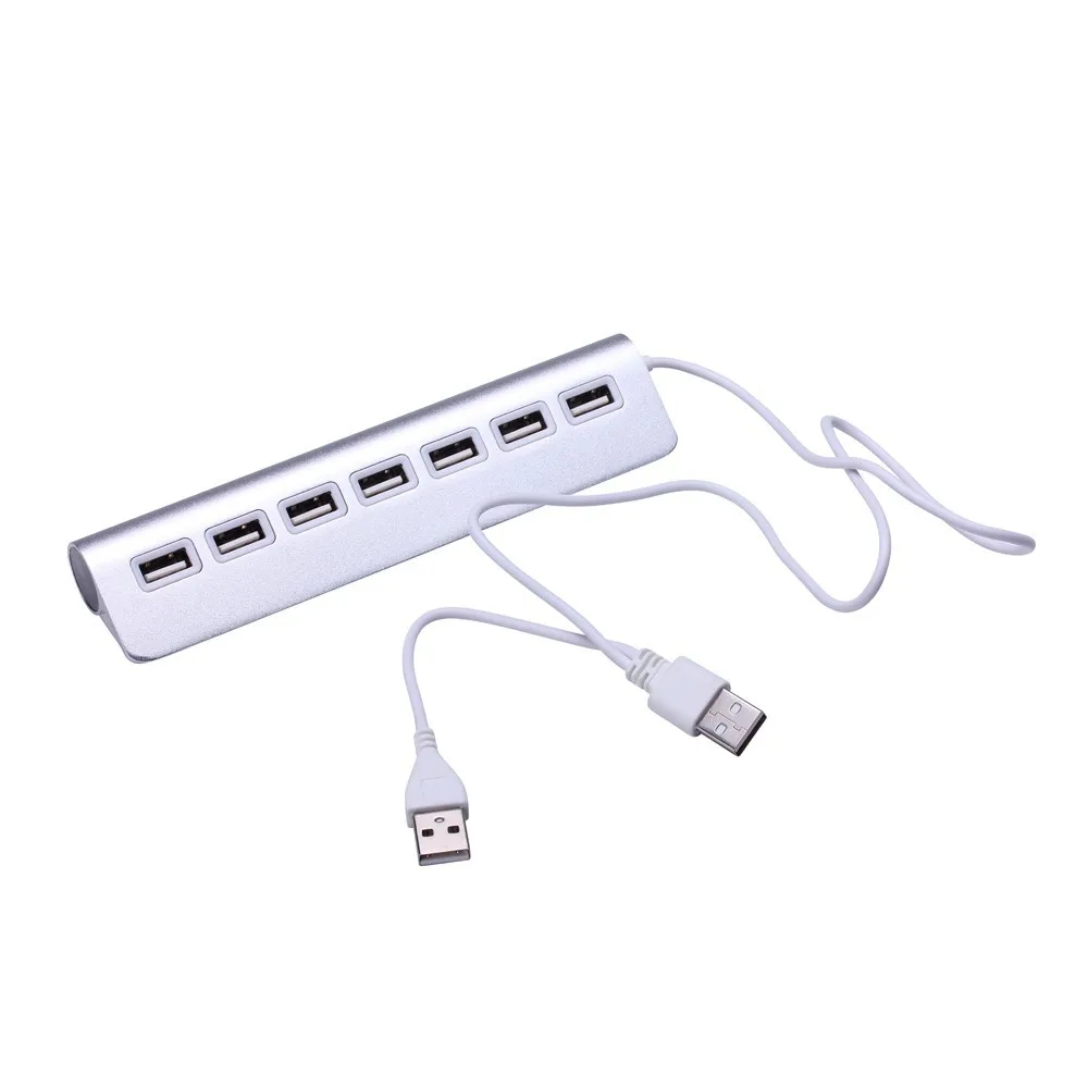 Newest High Speed Micro Mini Aluminum Alloy 7 Ports USB 2.0 Hub For Apple Mac PC Laptop Computer Peripherals Accessories