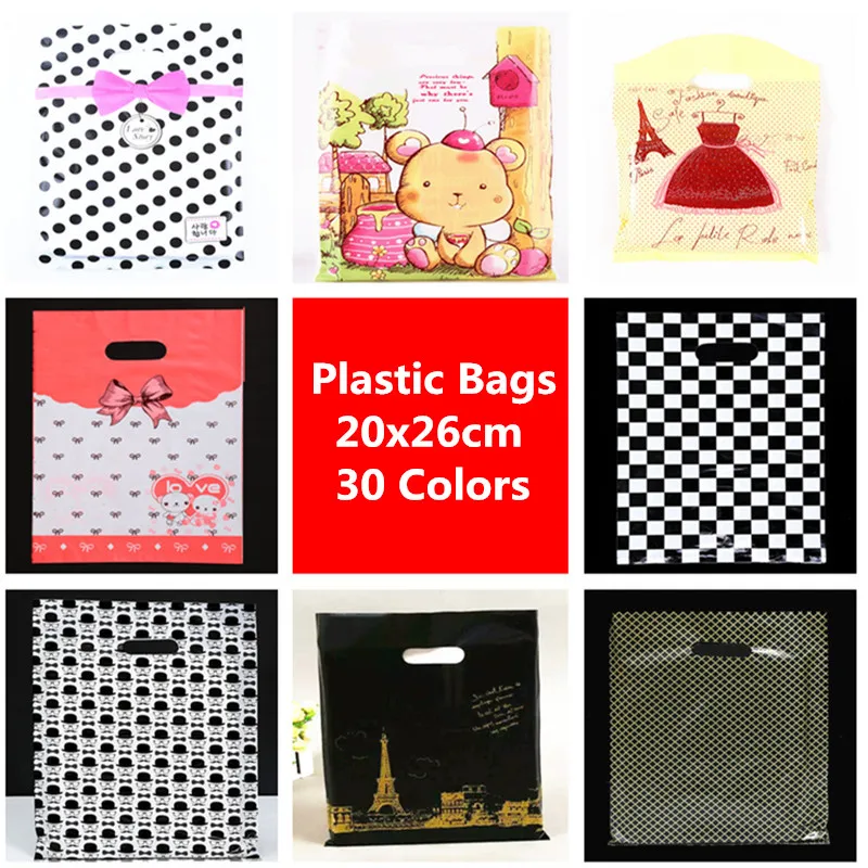 

10pcs 20x26cm Gift Bags With Handles Wedding Decoration Marriage Bigs Plastic Bags Shops Jewelry Bags For Clothes Party Supplies