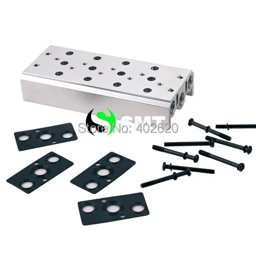 

Free Shipping 4V210-06 Solenoid Valve Manifold 4 Stations Aluminum Valve Base