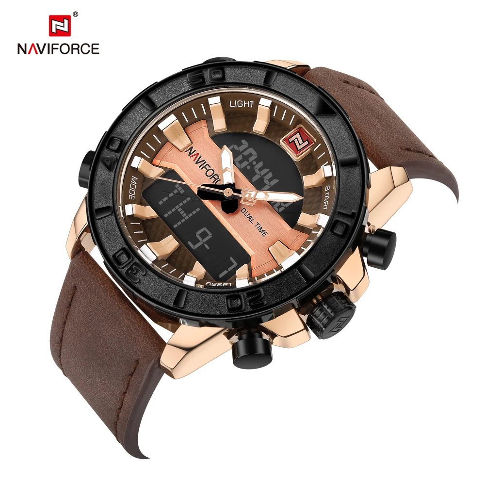 

NAVIFORCE Luxury Men Sports Watches Fashion Casual Leather Waterproof Quartz Analog Wristwatch Outdoor LED Army Military Watch