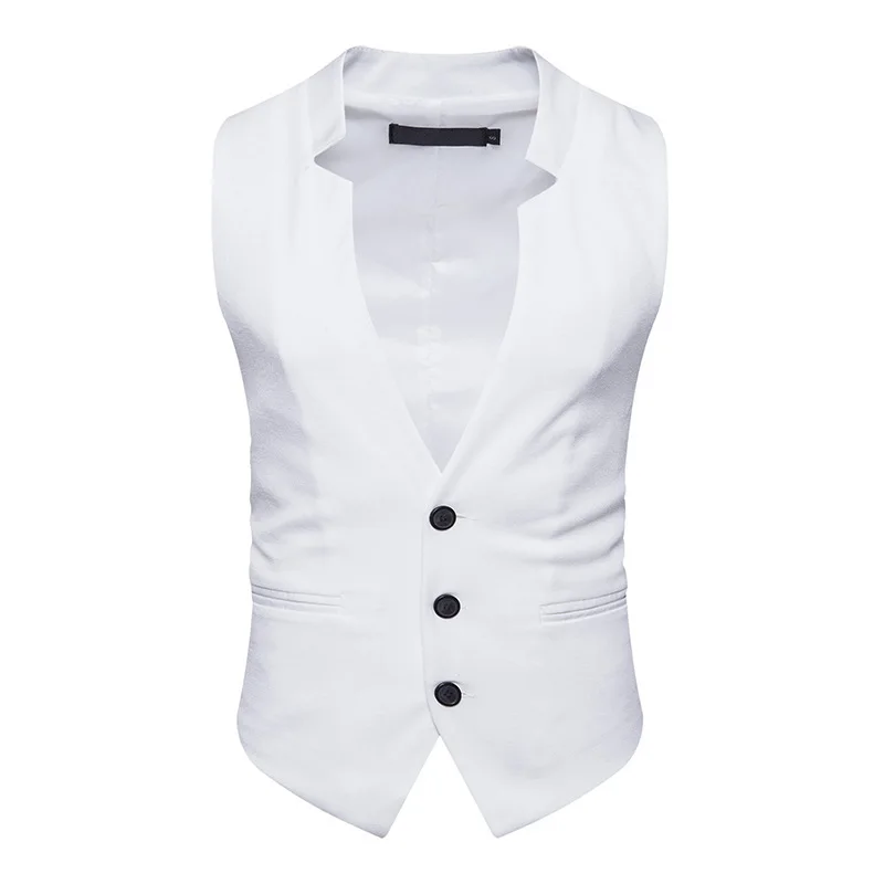 New Mens Business Vest Fashion Slim Fit Waistcoat Personality European