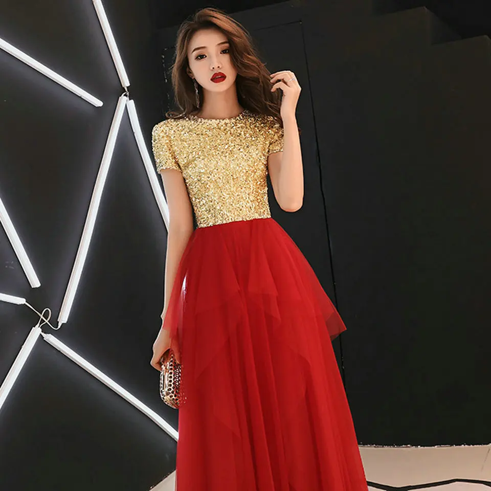 Модное белое платье для выпускного вечера es короткое сексуальное красное платье для выпускного вечера женское Тюлевое платье с круглым вырезом на молнии ТРАПЕЦИЕВИДНОЕ ПЛАТЬЕ длиной до колена недорогие вечерние платья - Цвет: Красный
