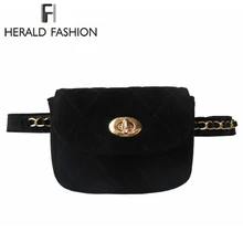 Модная качественная кожаная женская поясная сумка Herald, поясная сумка на цепочке, поясная сумка для женщин, клетчатая Маленькая женская поясная сумка, роскошная