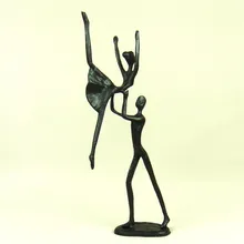 Exciting Cast Iron Duet Dance Figurine Abstract Metal Couple Dancing Lovers Sculpture Home Decoration Craft Present Ornament