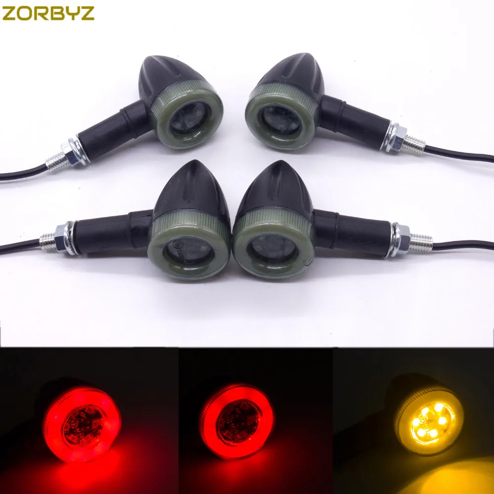 ZORBYZ 4X Универсальный черный мотоциклетный светодиодный Янтарный фонарь