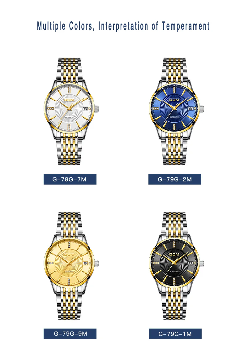 DOM механические часы женские автоматические часы женские Бизнес часы Reloj Mujer водонепроницаемые женские наручные часы Relogio Feminin G-79