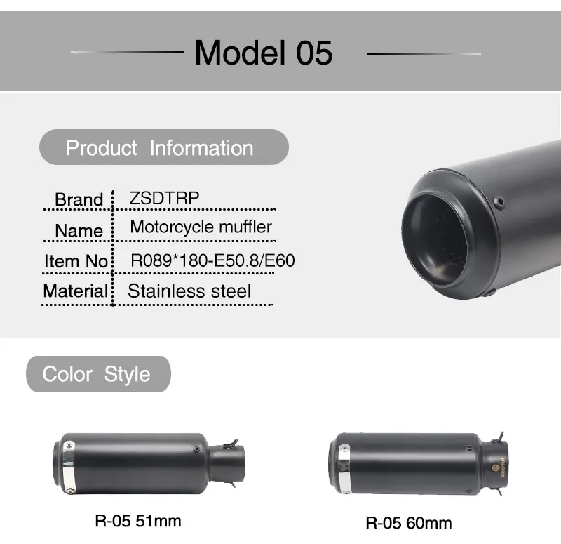 ZSDTRP мотоцикл выхлопной универсальный глушитель мотоцикл 51/60 мм SC выхлопной для Honda Kawasaki Yamaha KTM DUCATI ATV