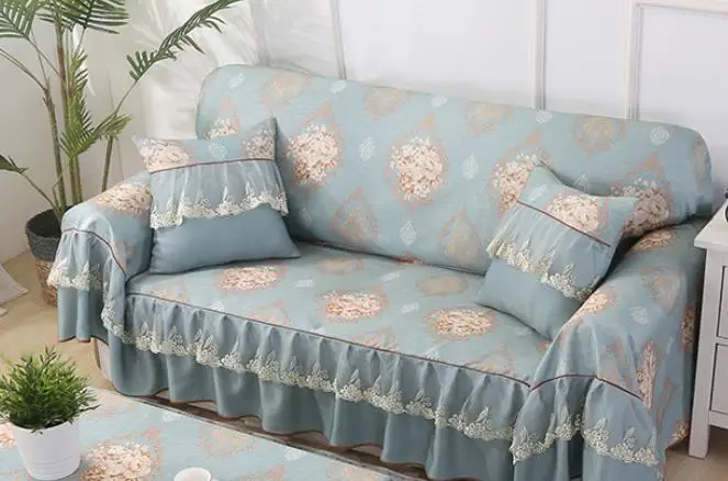 Прямая кружева диван крышка все включено скольжению дивана Полотенца секционный диван из спандекса, защитный чехол для дивана чехол 1/2/3 местный - Цвет: 5