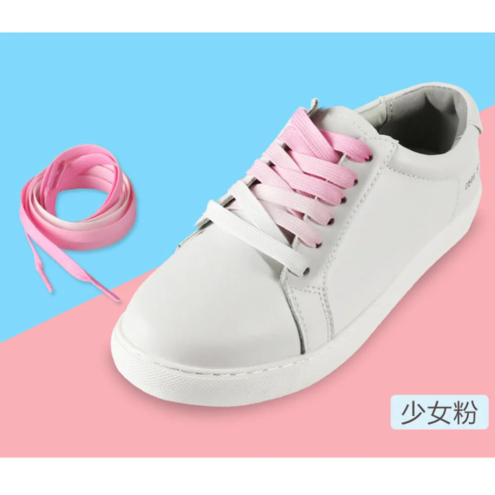 1 пара шнурки градиент цвета конфеты плоские круглые ботиночки Ботинки со шнурками - Цвет: Красный