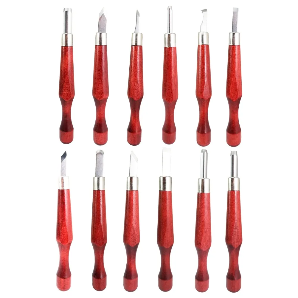 12-Pieces Professional Sculpture Knife Woodworking Gouges Wood Carving Chisels Tool Set