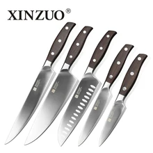 XINZUO NUEVA Alta calidad 3.5 + 5 + 8 + 8 + 8 pulgadas de pelado de utilidad cuchillo Cocinero cuchillo de pan de acero inoxidable Cuchillo de Cocina fija el envío libre