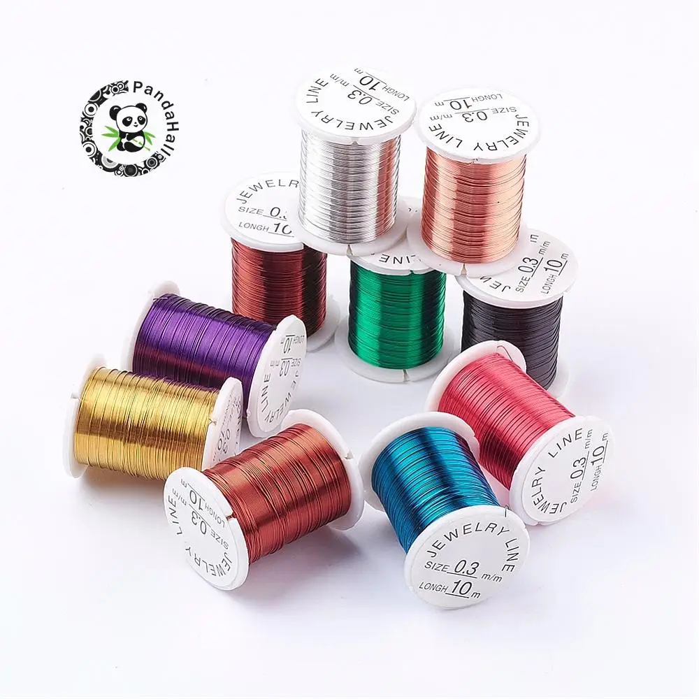 

Copper Jewelry Wire, Nickel Free, Mixed Color, 0.3mm; 10m/roll; 10rolls/batch