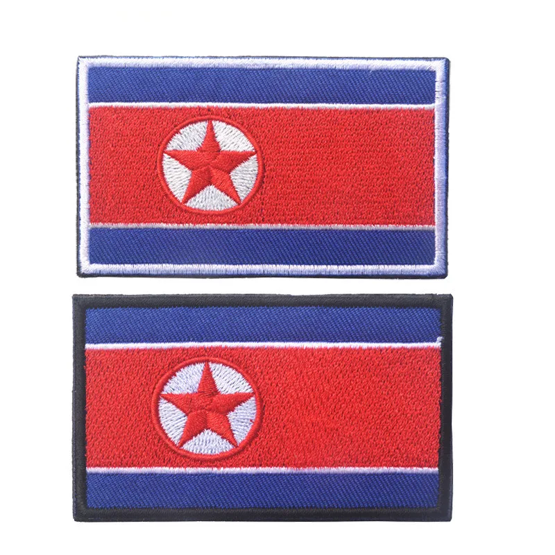 

1PCS Full Embroidery North Korea Flag Patch Backpack Bag Jacket Armband Badge Hook and Loop Sticker