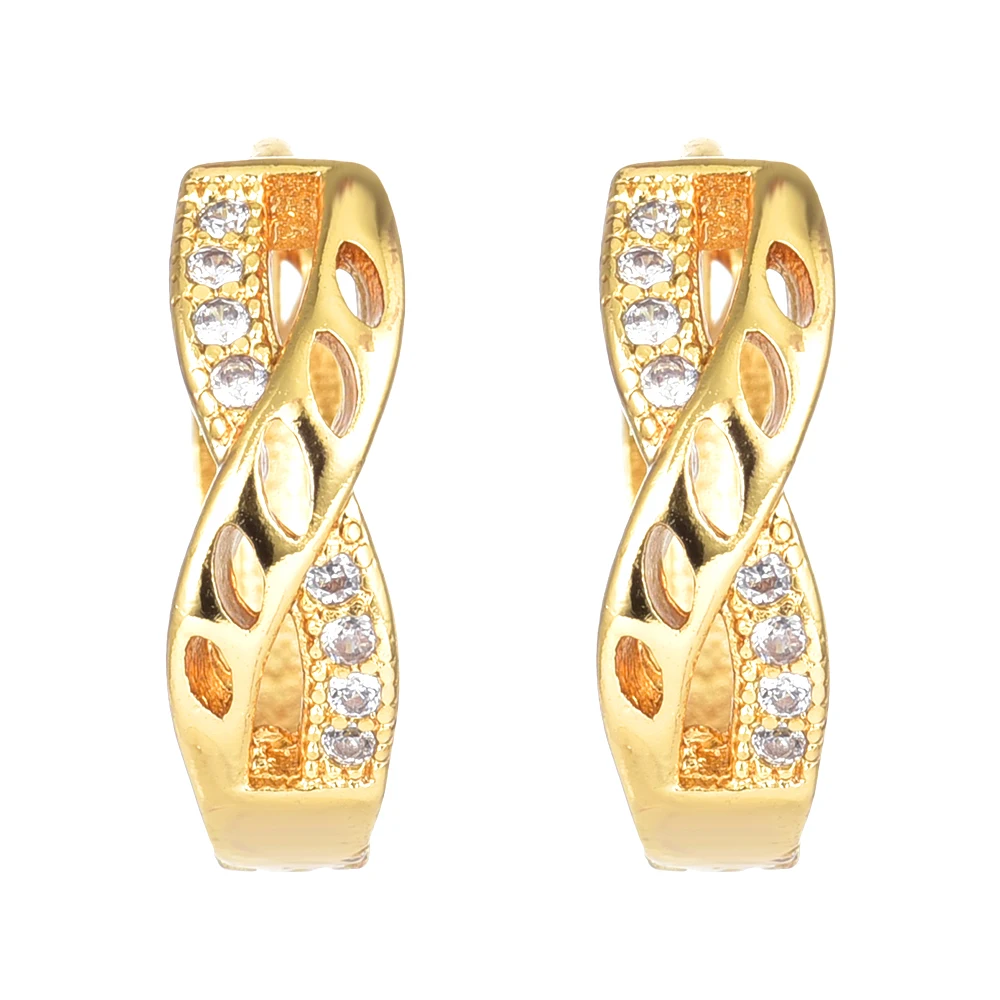 

Women Girls Gold Color Small Hoop Earrings CZ Huggies Earrings Jewelry