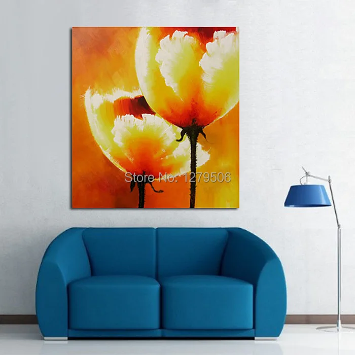 

Hand Painted Home Decor Art Abstract Yellow Corn Poppy Flower Oil Painting On Canvas Pop Paintings On The Wall